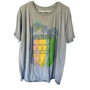 Lana Del Rey 2015 Endless Summer Tour Band Concert Tee, Blue Pastel Palm Tree XL